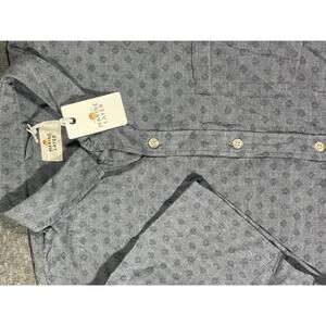 NWT Marine Layer Blue Geo Print Short Sleeve Casual Chambray Shirt - Size L/XL